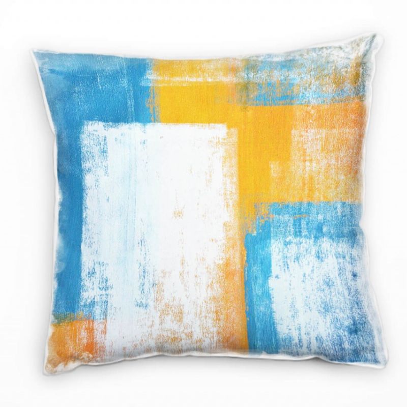 Abstrakt, verschiedene Farben, blau, orange, weiß Deko Kissen 40x40cm für Couch Sofa Lounge Zierkiss