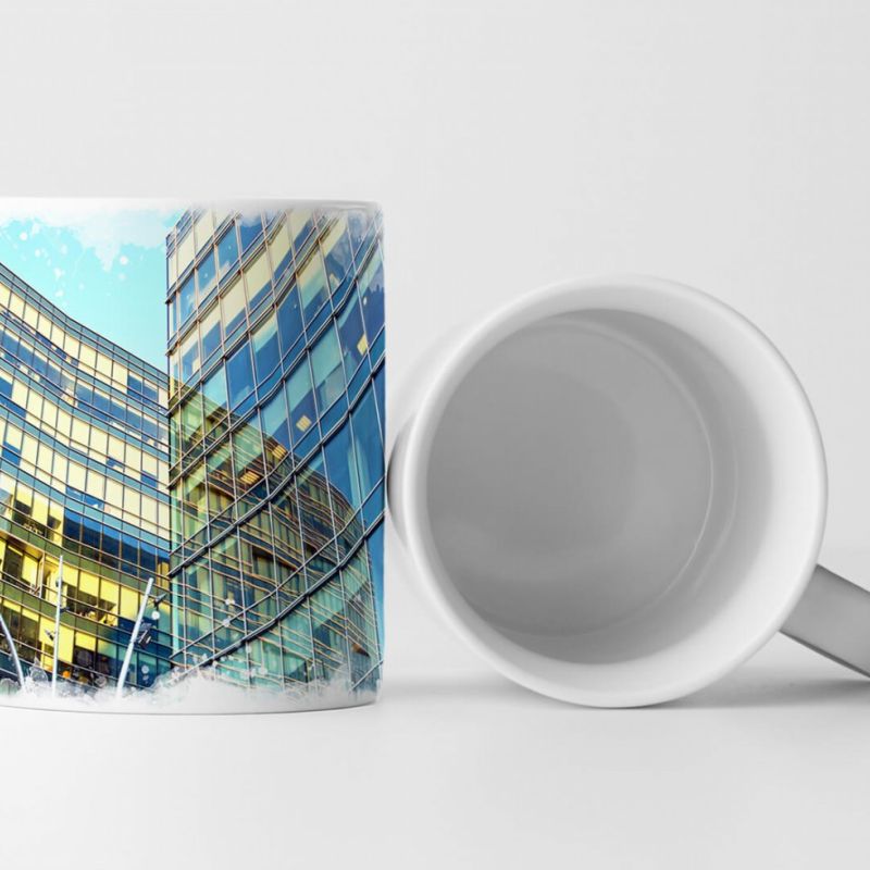 Tasse Geschenk Architekturfotografie – Weitwinkelaufnahme von Glasfassaden