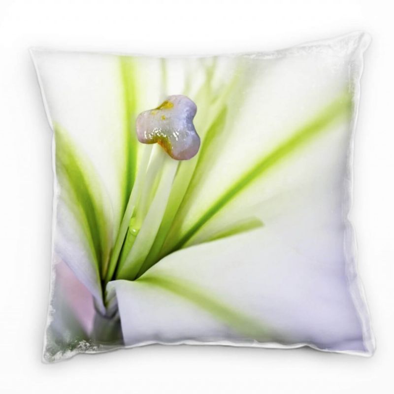 Macro, Blumen, Lilie, grün, lila Deko Kissen 40x40cm für Couch Sofa Lounge Zierkissen