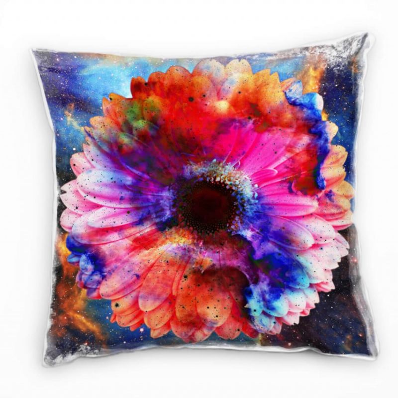 Blumen, Abstrakt, Universum, Blüte, bunt Deko Kissen 40x40cm für Couch Sofa Lounge Zierkissen