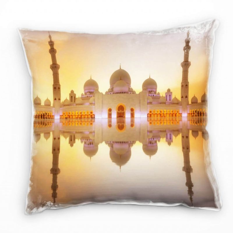 Urban, Scheich-Zayid-Moschee, orange Deko Kissen 40x40cm für Couch Sofa Lounge Zierkissen