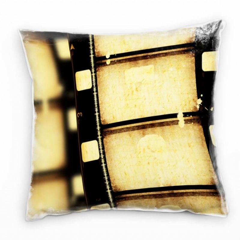 Retro und Vintage, Macro, sepia, alter Rollfilm Deko Kissen 40x40cm für Couch Sofa Lounge Zierkissen