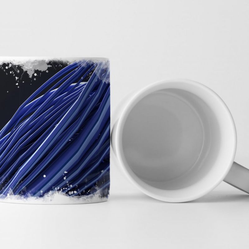 Tasse Geschenk Digitale Grafik – Blaue Streifen auf schwarzem Hintergrund