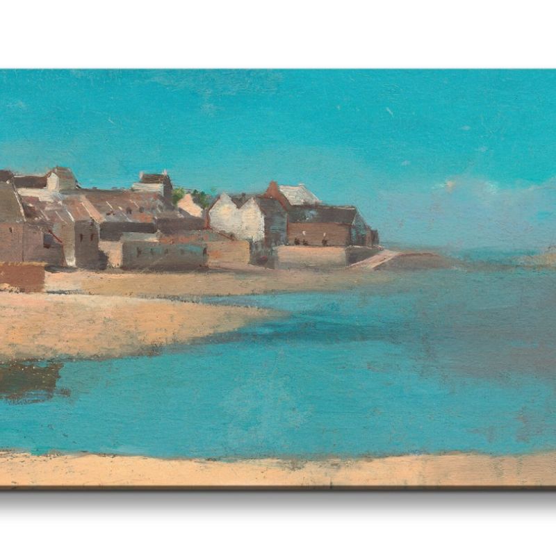 Remaster 120x60cm Odilon Redon berühmtes Gemälde Village by the sea Dorf Meer Zeitlos Schön