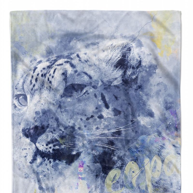 Handtuch Strandhandtuch Saunatuch Kuscheldecke SplashArt Tier Serie Kunstvoll Snow Leopar