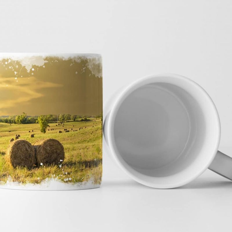 Tasse Geschenk Landschaftsfotografie – Gerstenfeld in der Toskana bei Sonnenaufgang