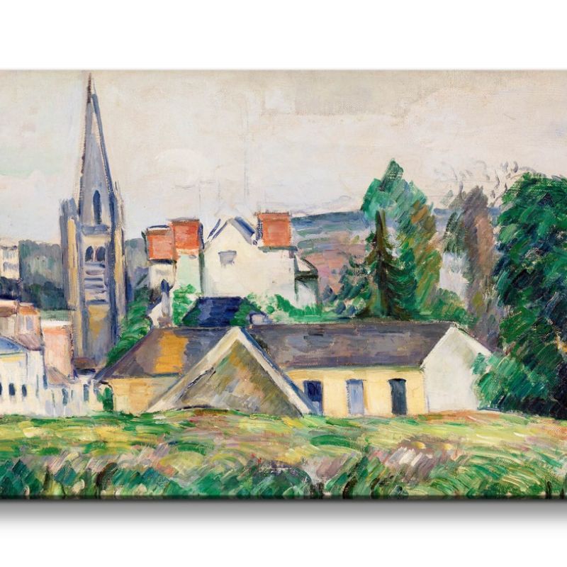 Remaster 120x60cm Paul Cézanne weltberühmtes Wandbild Village Square Kirchenturm Zeitlos