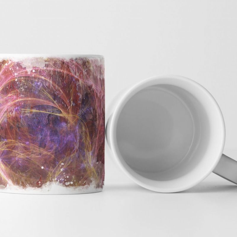 Tasse Geschenk pastellfarbene Linien + brauner Hintergrund