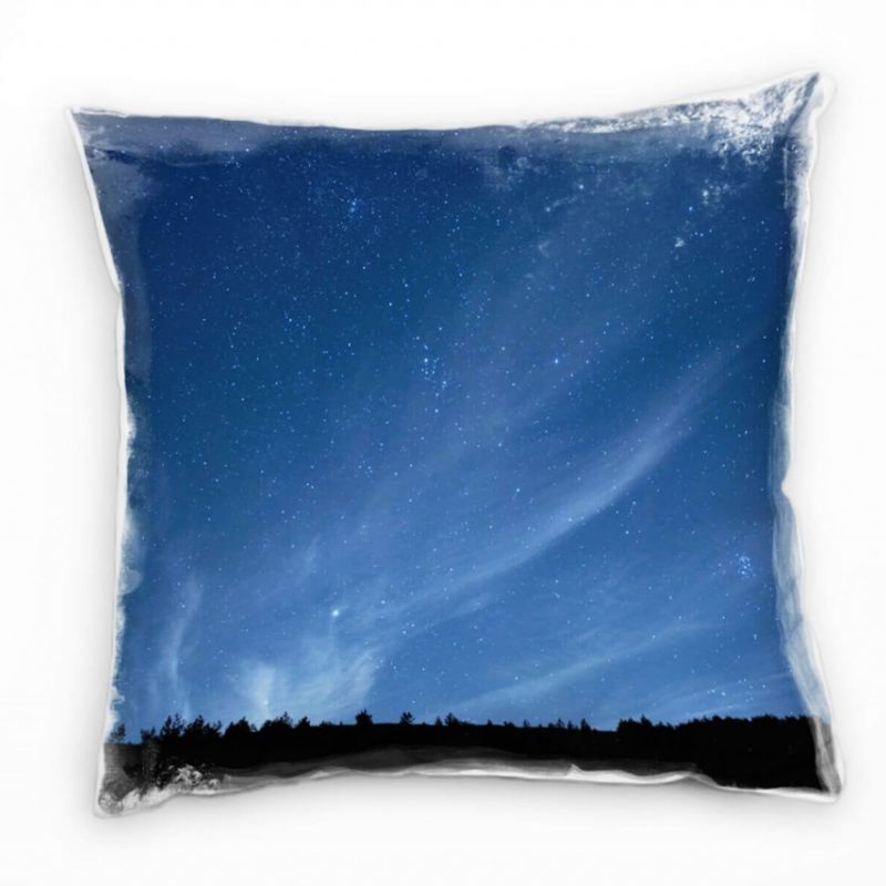 Landschaft, schwarz, blau, Sternenhimmel Deko Kissen 40x40cm für Couch Sofa Lounge Zierkissen