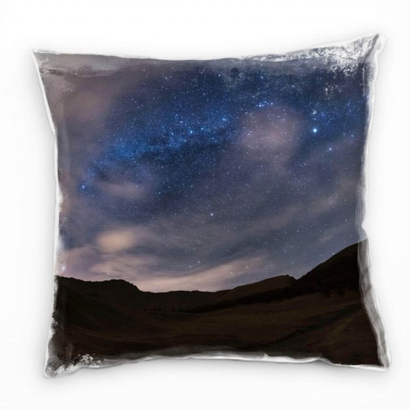 Natur, Sternenhimmel, Wolken, Nacht, braun, blau Deko Kissen 40x40cm für Couch Sofa Lounge Zierkisse