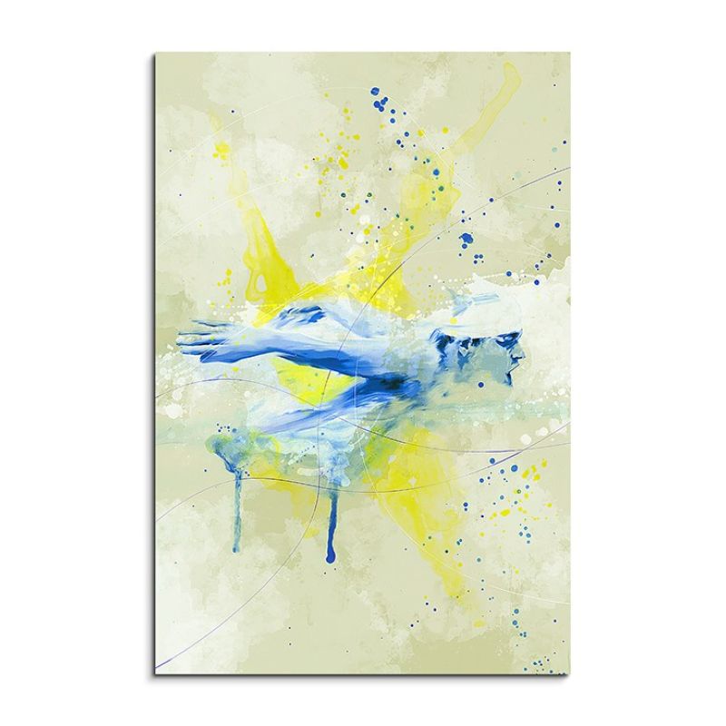 Schwimmen I 90x60cm SPORTBILDER Paul Sinus Art Splash Art Wandbild Aquarell Art