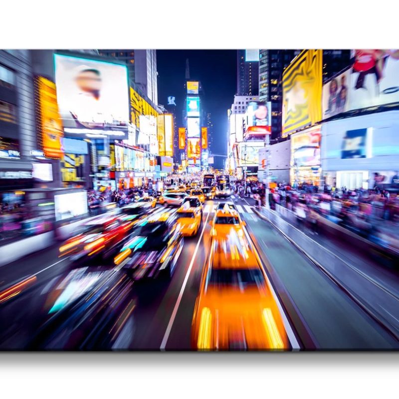 Leinwandbild 120x60cm New York Times Square Gelbe Taxis Urban Nachtlichter