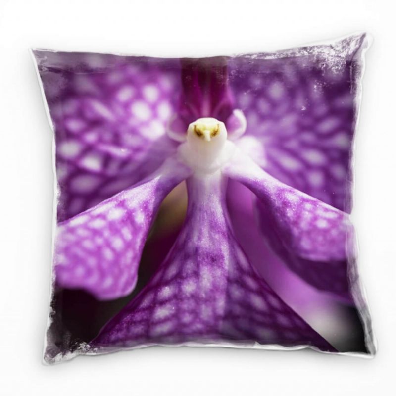 Macro, Blumen, lila, Orchidee Deko Kissen 40x40cm für Couch Sofa Lounge Zierkissen