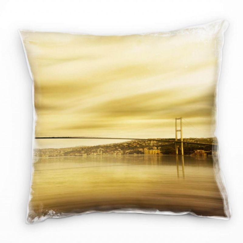 Urban, sepia, Bosporus Brücke, Istanbul Deko Kissen 40x40cm für Couch Sofa Lounge Zierkissen