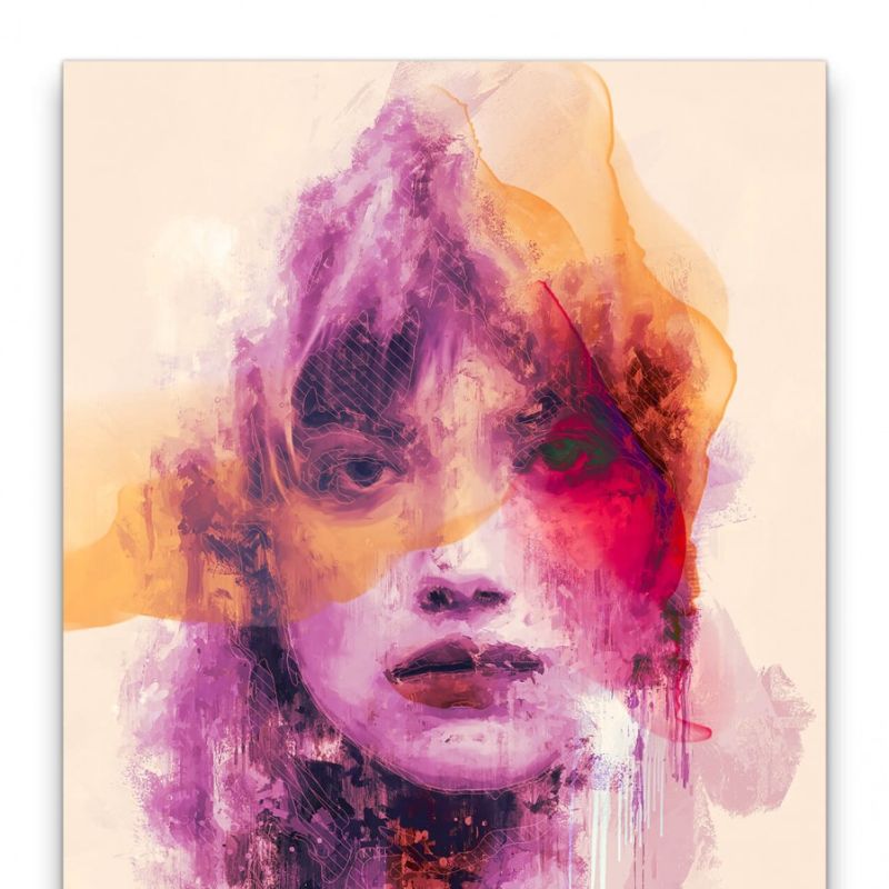 Imogen Poots Porträt Abstrakt Kunst Schöne Frau Feminin Farbenfroh 60x90cm Leinwandbild