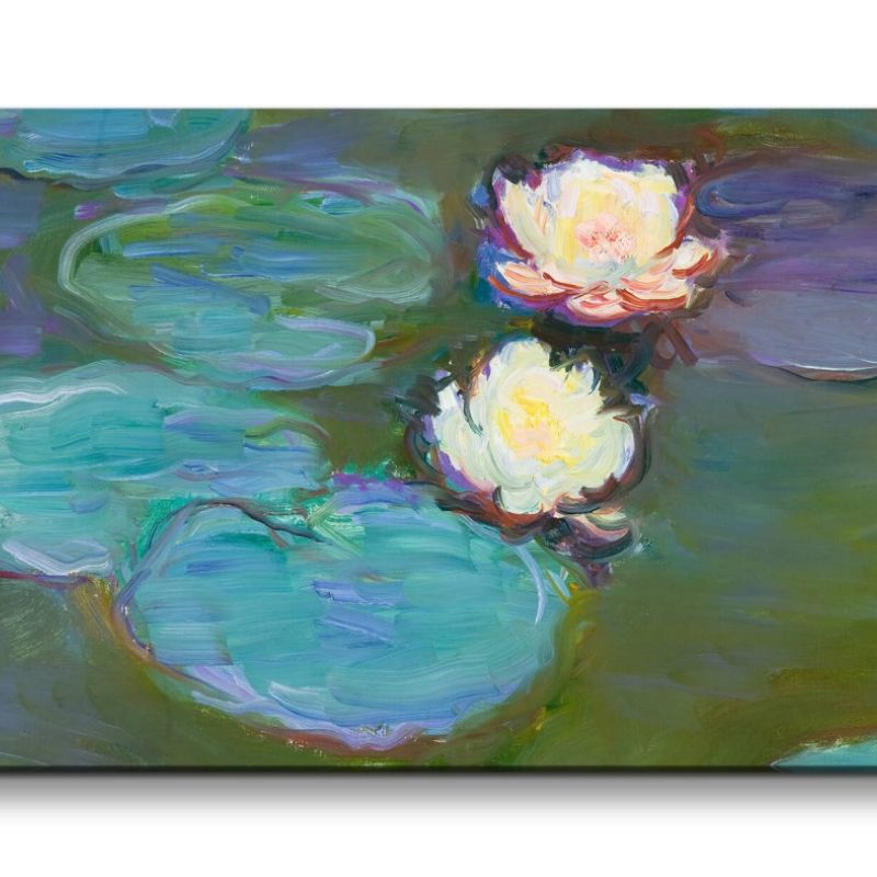 Remaster 120x60cm Claude Monet Impressionismus weltberühmtes Wandbild Wasserlilien Wasserblumen Zeit