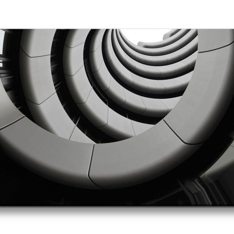 Leinwandbild 120x60cm Architektur Fotokunst Gebäude Büro Fine Art Spirale Treppen