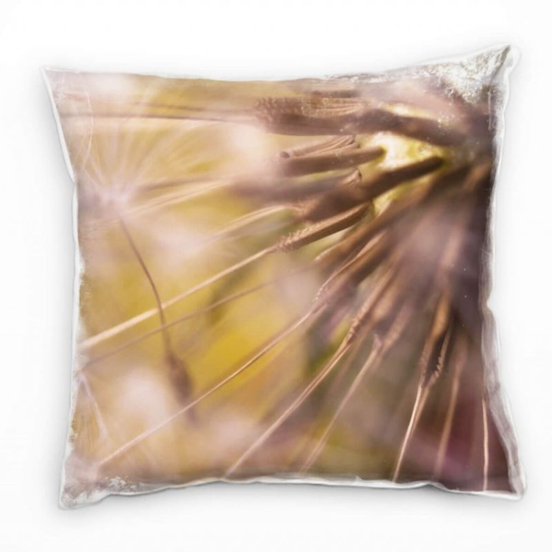 Macro, Blumen, Pusteblume, braun, weiß Deko Kissen 40x40cm für Couch Sofa Lounge Zierkissen