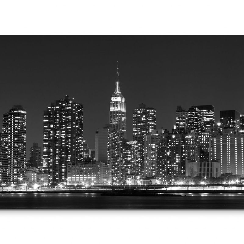 120x80cm Wandbild New York Manhattan Skyline Nacht Lichter