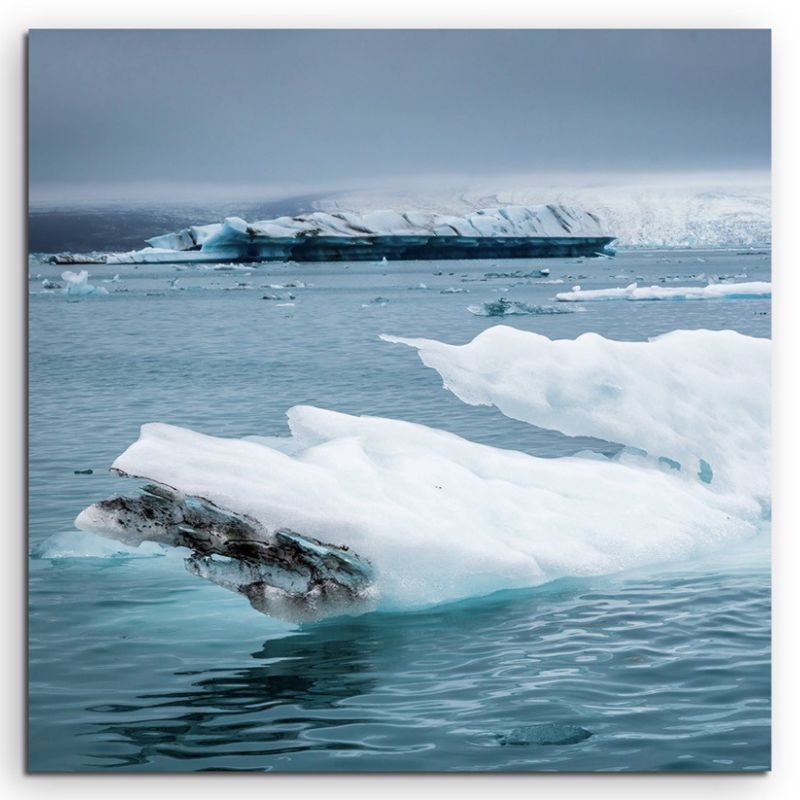 Landschaftsfotografie – Treibende Eisschollen, Island auf Leinwand