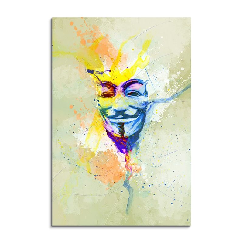 Anonymous Maske 90x60cm Aquarell Art Leinwandbild