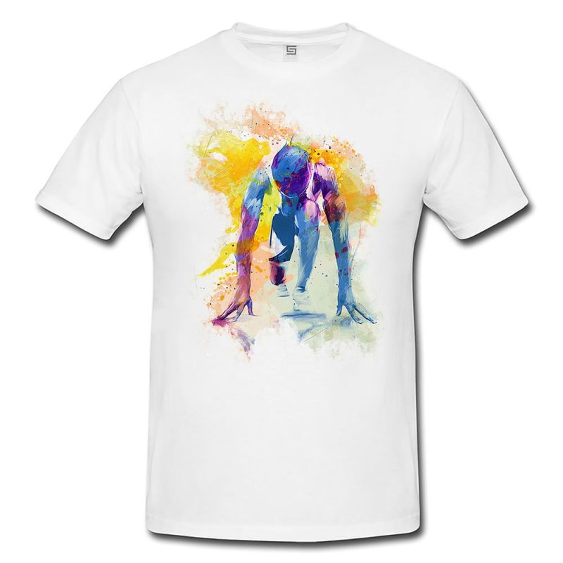 Running VIII  Herren und Damen T-Shirt Sport Motiv aus Paul Sinus Aquarell