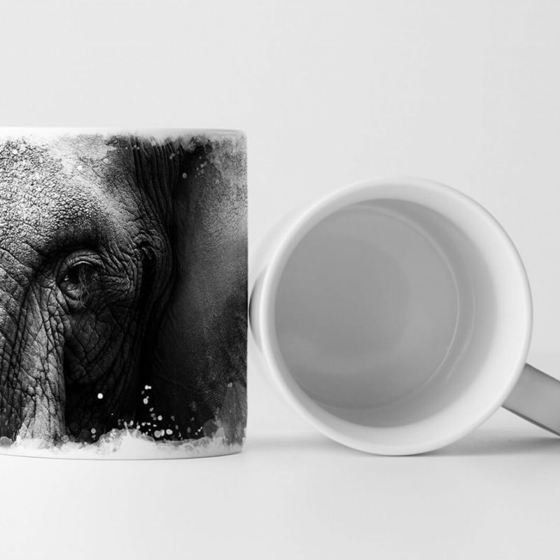 Tasse Geschenk Tierfotografie – Großer Elefantenkopf schwarz weiß