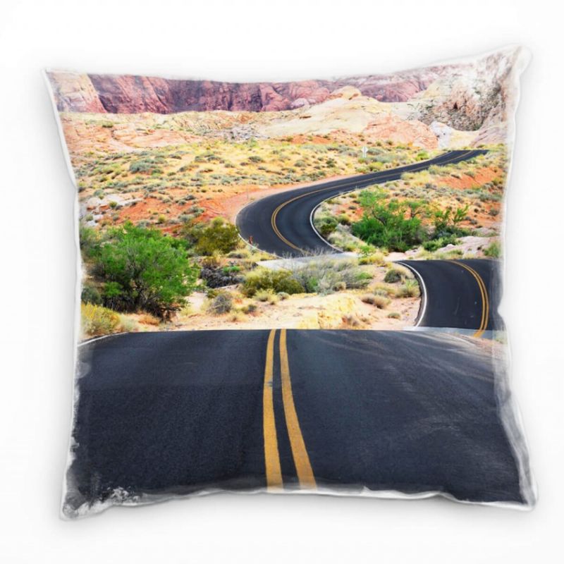 Landschaften, Straße, Las Vegas, bunt Deko Kissen 40x40cm für Couch Sofa Lounge Zierkissen