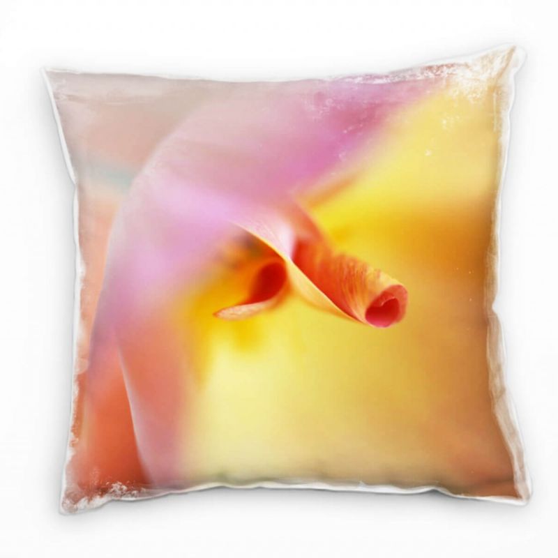 Macro, Blumen, Blüte, gelb, orange Deko Kissen 40x40cm für Couch Sofa Lounge Zierkissen