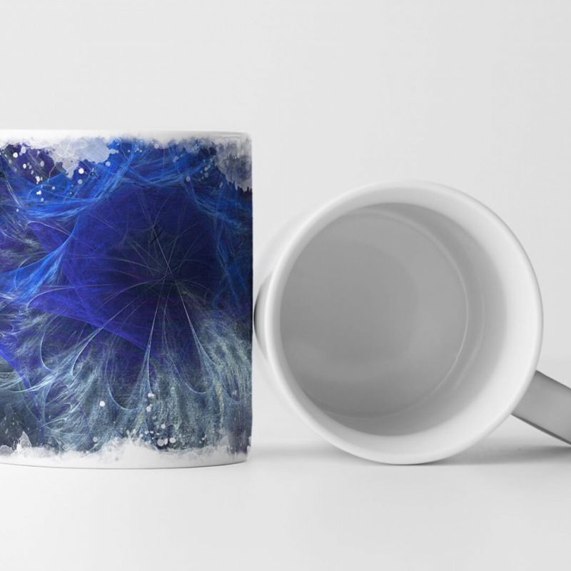 Tasse Geschenk königsblaue Färbung und blau-graues Muster