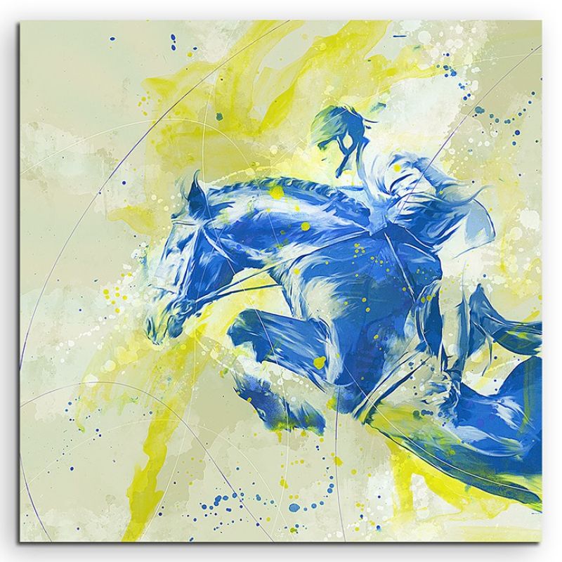 Reitsport I 60x60cm SPORTBILDER Paul Sinus Art Splash Art Wandbild Aquarell Art