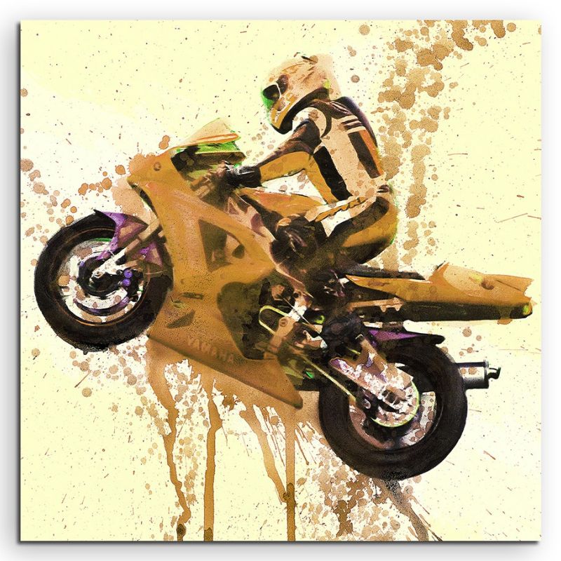 Yamaha Race Motorcycle 60x60cm  Aquarell Art Leinwandbild