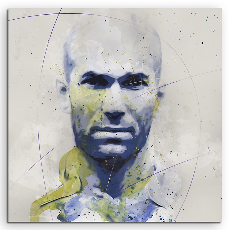 Zinedine Zidane Splash 60x60cm Kunstbild als Aquarell auf Leinwand