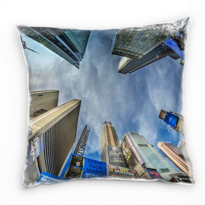 Urbanes und City, bunt, Times Square, Hochhäuser Deko Kissen 40x40cm für Couch Sofa Lounge Zierkisse