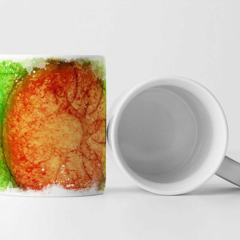 Tasse Geschenk Orangefarbener Kreis + gelbgrüne Grundierung