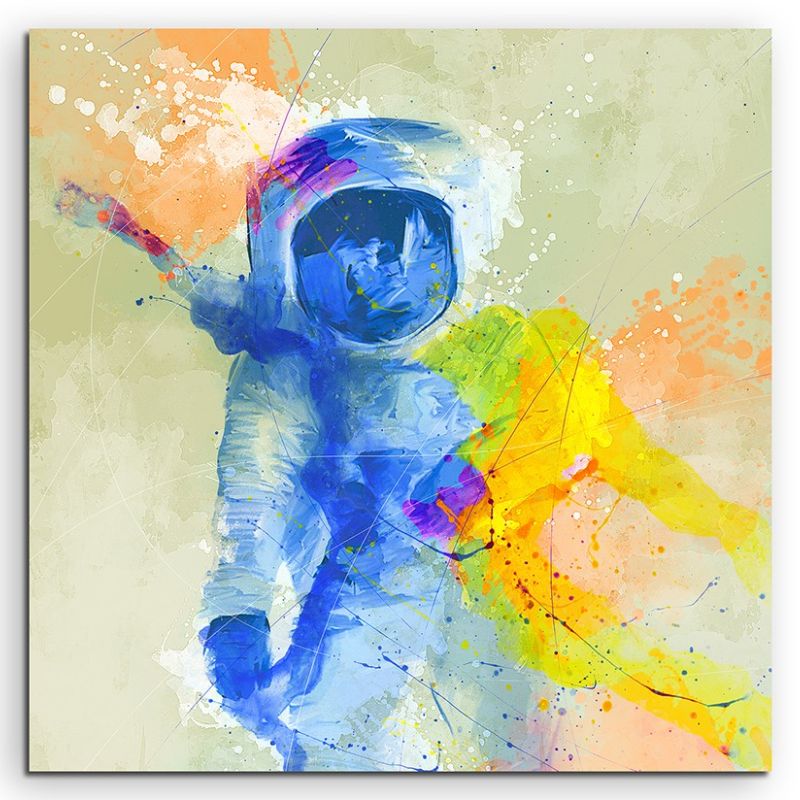 Astronaut 60x60cm Aquarell Art Leinwandbild