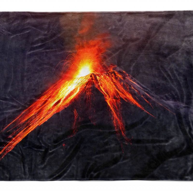 Handtuch Strandhandtuch Saunatuch Kuscheldecke mit Fotomotiv Vulkan Vulkanausbruch Lava