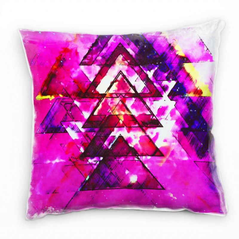 Abstrakt, Dreiecke, Wasserfarben, pink, lila, gelb Deko Kissen 40x40cm für Couch Sofa Lounge Zierkis