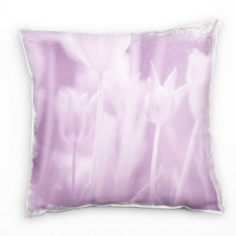 Blumen, Tulpen, Pastellfarben, rosa, lila Deko Kissen 40x40cm für Couch Sofa Lounge Zierkissen