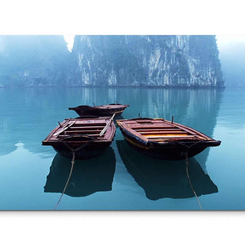 120x80cm Wandbild Vietnam Halong Bay Meer Holzboote