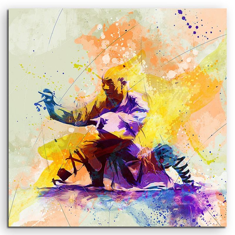 Kung Fu 60x60cm Aquarell Art Leinwandbild