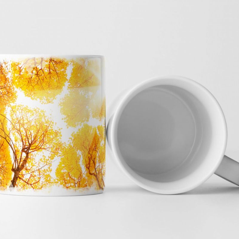 Tasse Geschenk Naturfotografie – Herbstliche Baumkronen im Sonnenschein