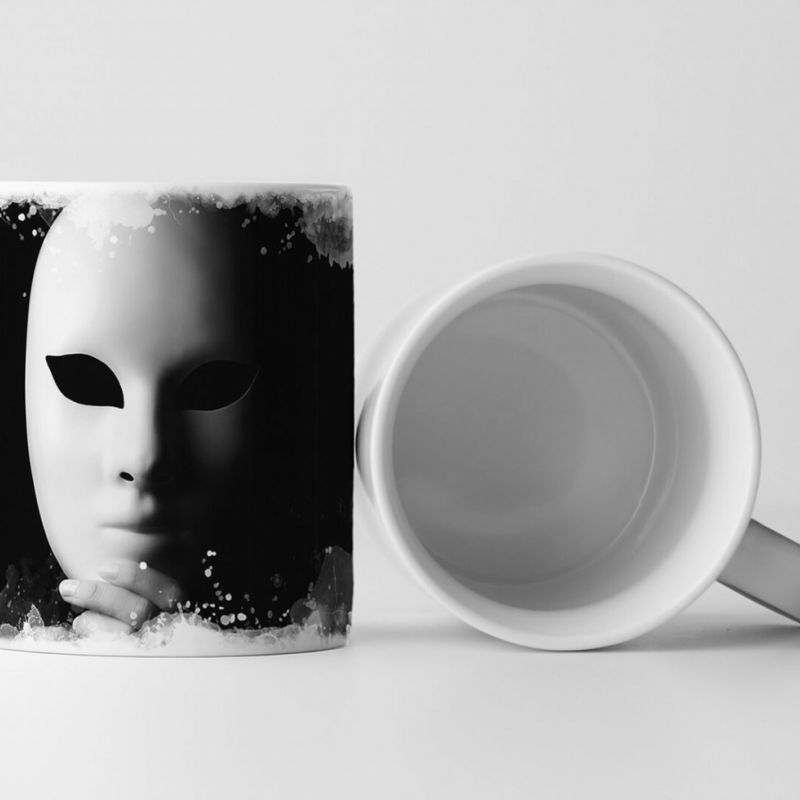 Tasse Geschenk Fotocollage – Maske mit Hand