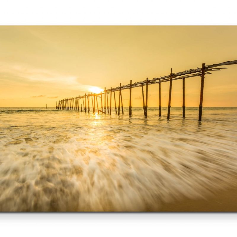 Pi Lai  Brücke am Meer in Thailand – Leinwandbild