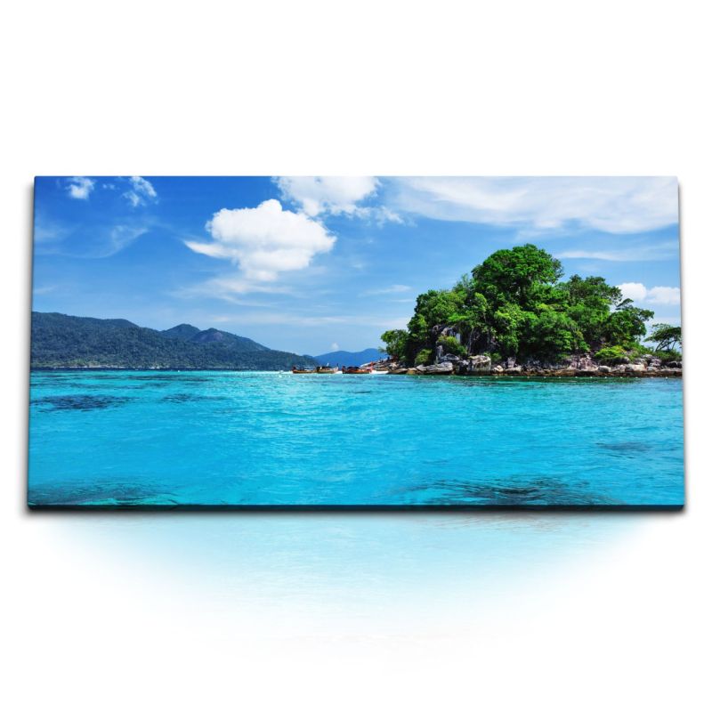 Kunstdruck Bilder 120x60cm Südsee Meer Sommer Insel Traumstrand Türkis