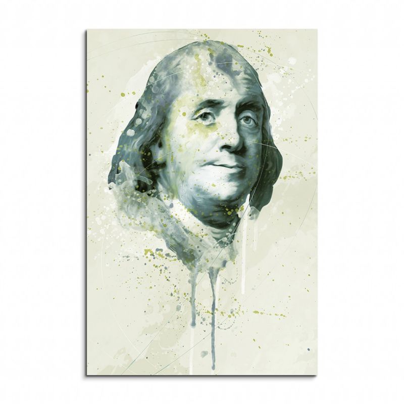 Benjamin Franklin Aqua 90x60cm Wandbild Aquarell Art