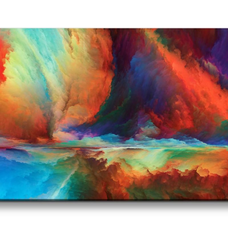 Leinwandbild 120x60cm Farbenfroh Abstrakt Horizont Himmel Wolken Fantasievoll