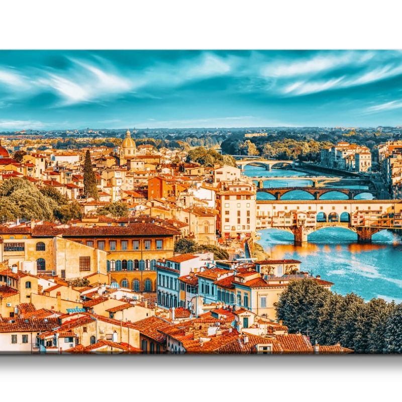 Leinwandbild 120x60cm Florenz Italien Historische Stadt Süden Fluss Brücken