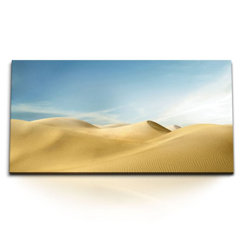 Kunstdruck Bilder 120x60cm Sahara Wüste Sand blauer Himmel Sanddünen