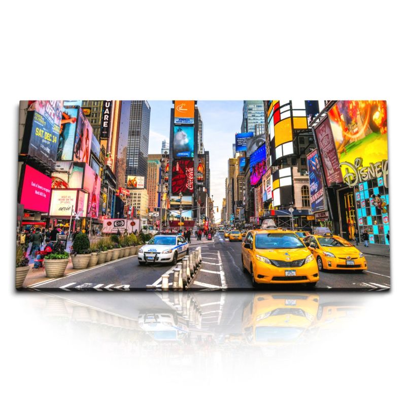 Kunstdruck Bilder 120x60cm New York gelbe Taxis Broadway Großstadt